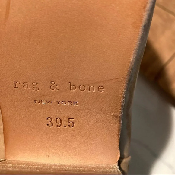 RAG & BONE Tan Suede Sz 9.5 Stacked 3” Heel Booties - Picture 7 of 11